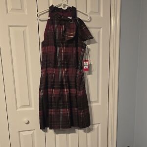 Plaid Halter Dress with Bow